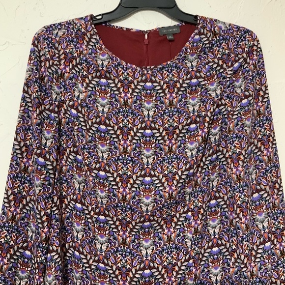The Limited Paisley Long Sleeve A-Line Flare Purple Boho Drop Waist Dress Sz 12 - Picture 4 of 10